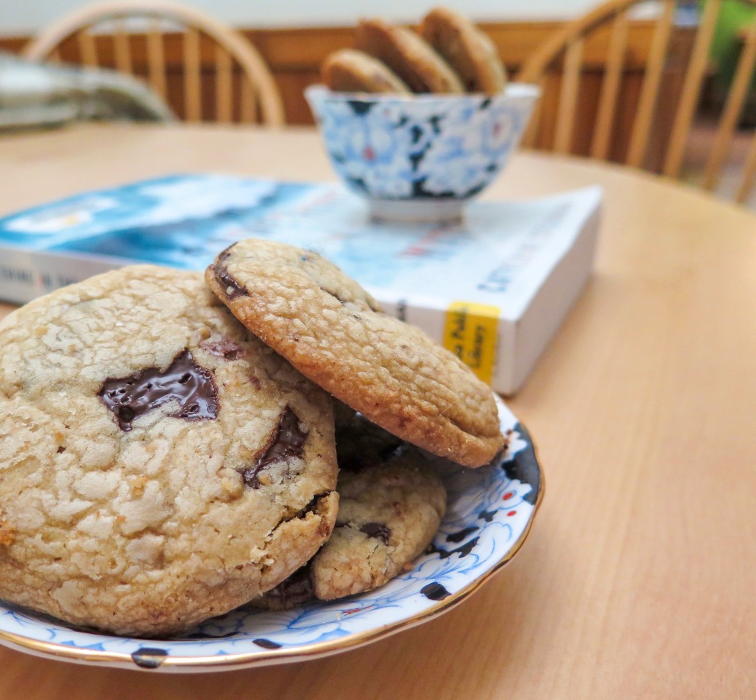 Close up of browned butter toffee cookies